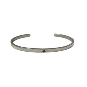 Silver‎ tone stainless steel adjustable cuff OM mantra bracelet